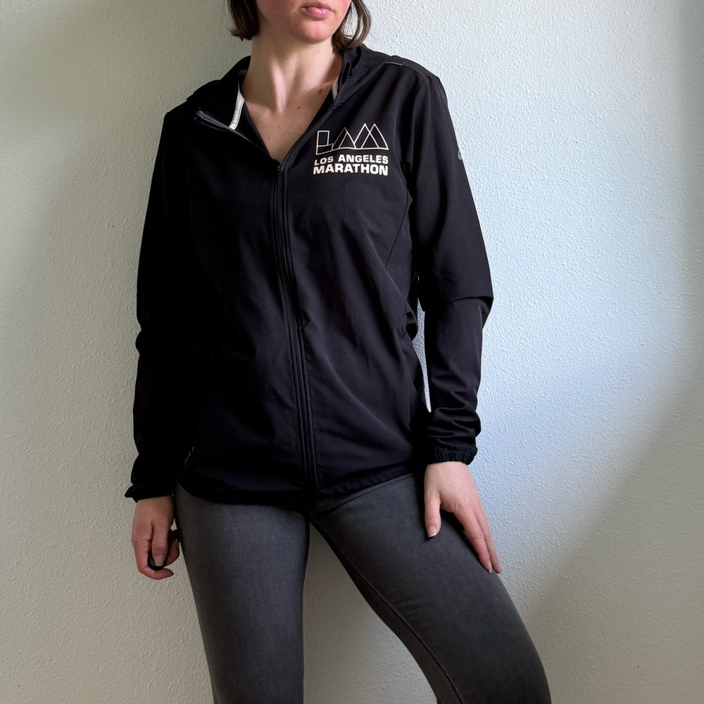 Asics Women's Black Los Angeles Marathon zip-up Running Jacket size small - Picture 2 of 10